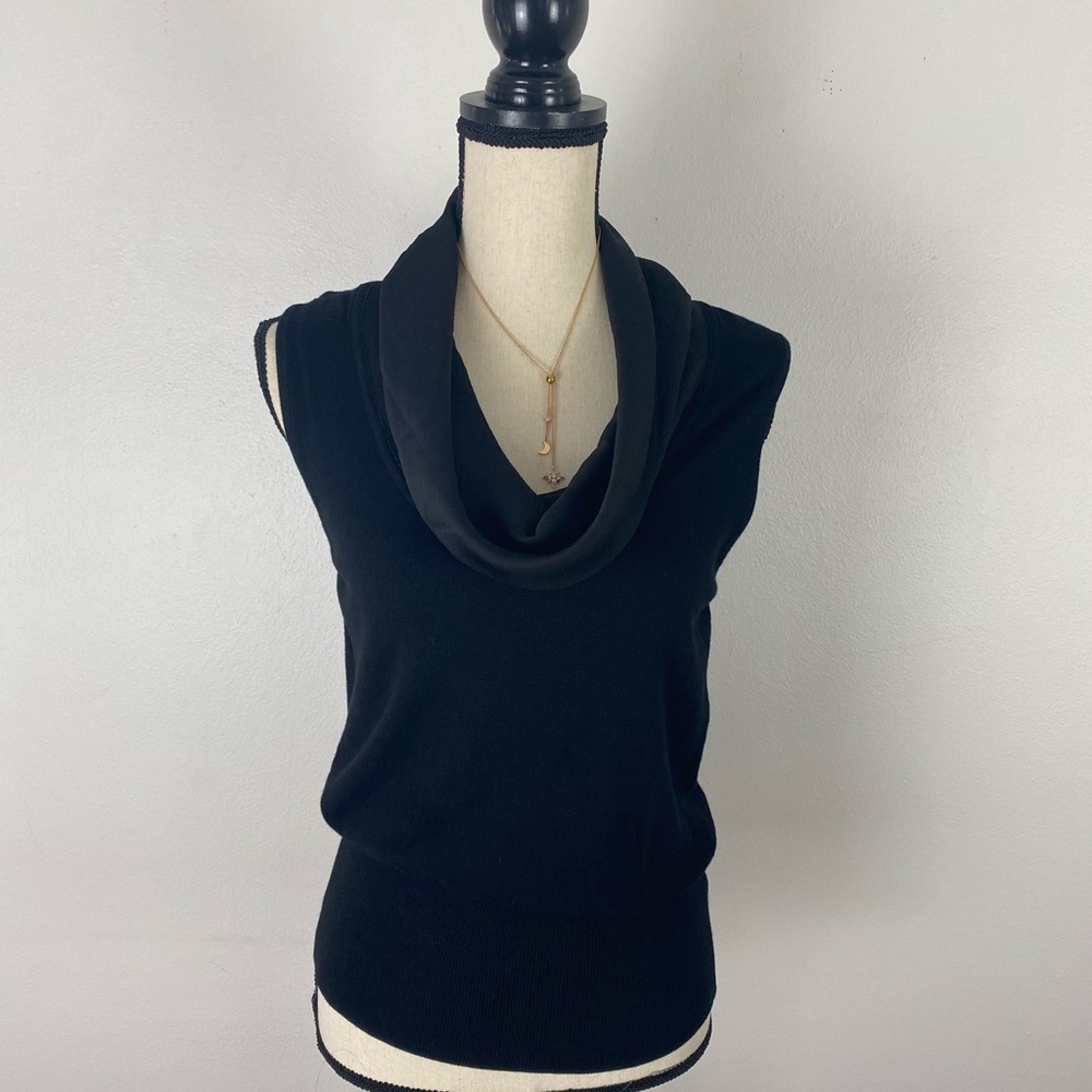 White House Black Market Black Cowl Neck Sz Med